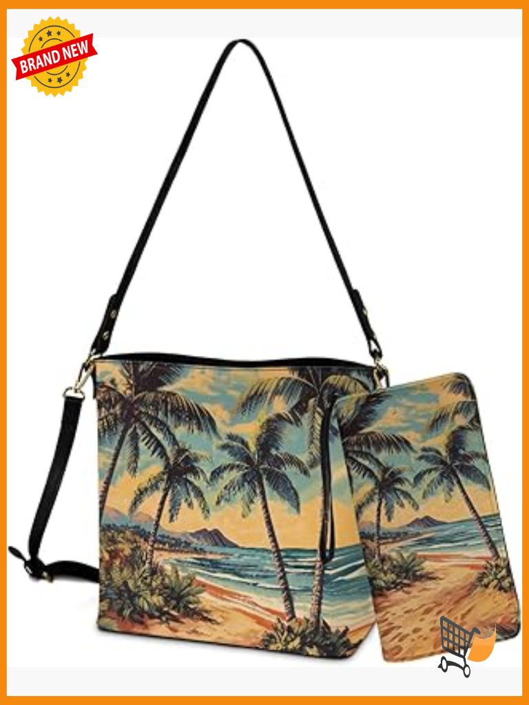 Pu Leather Crossbody Bucket Tote Bag With Wallet Set For Travel Party Work